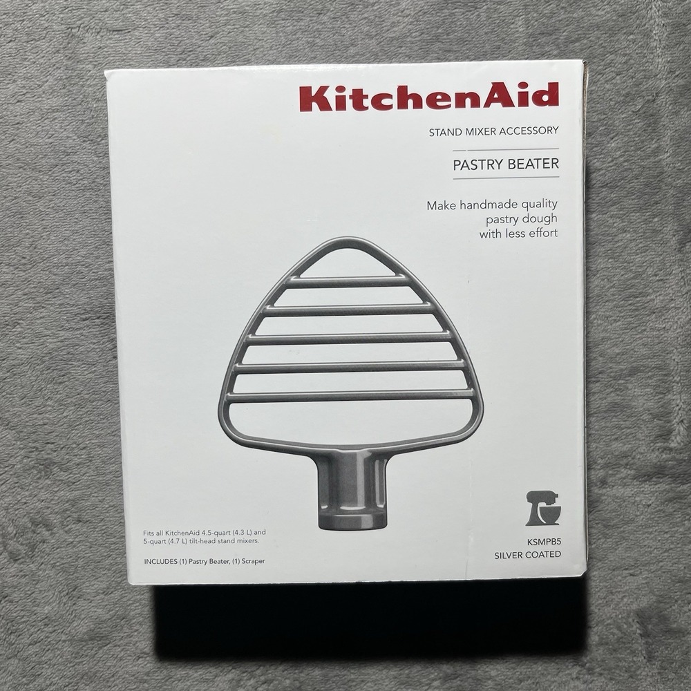KitchenAid Pastry Beater KSMPB5 Silver Coated with Scraper for 4.5/ 5 Quart Tilt